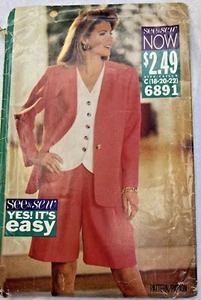 Butterick 6891 See & Sew Misses' Jacke Top Shorts FF/UC Größe C 18-22 1993 - Bild 1 von 2