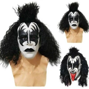 Kiss Band Gene Simmons Mask Cosplay Headgear Wig Rock Halloween Party Costume # - Picture 1 of 9