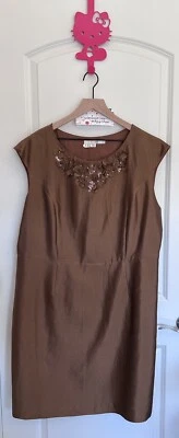 Vestido lápiz Boden para mujer talla 18 marrón chocolate seda escote floral y lentejuelas Foto 1 de 4