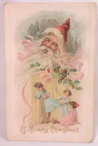Postal de Papá Noel Feliz Navidad Niñas A S Meeker 586 Vintage #14 - Imagen 1 de 4