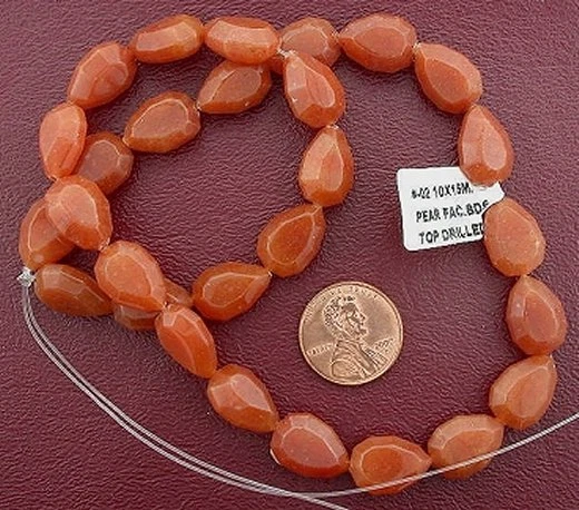 15 x 10 15 мм x 10 мм грушевидный красный авантюрин драгоценных камней бусины 15 дюймов прядь - Изображение 1 из 1