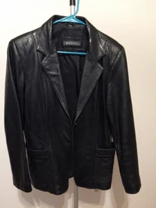 Women's Leather Jacket, Lined, 2 pockets, front button, Large/Ex Cond - Picture 1 of 7