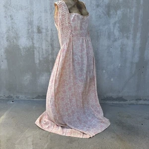 Vintage 1930s Pink & White Flower Print Silk Slip Dress Maxi Pin Tucks - Picture 1 of 17