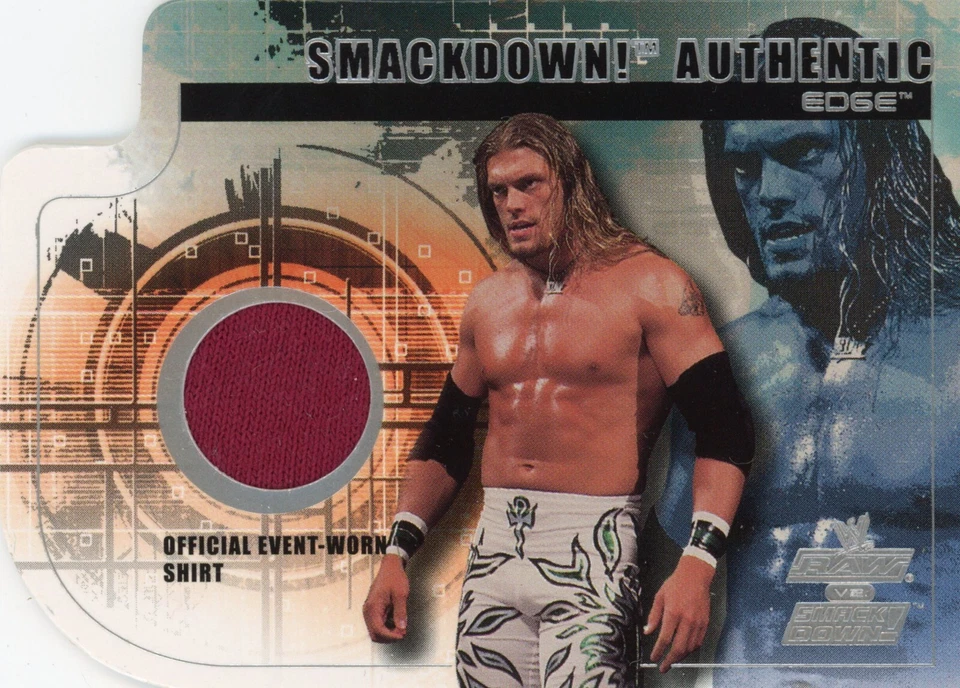 2002 FLEER WWE RAW VS SMACKDOWN EDGE SMACKDOWN AUTHENTIC EVENT WORN SHIRT - Image 1 of 1