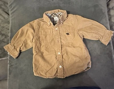 Camisa Baby Gap Niños Marrón Abotonada Pana Manga Larga 6-12mo Franela Forrada Foto 1 de 4