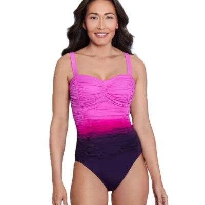 Traje de baño verde aguamarina + estilo talla 10 cuello corazón rosa ombre 1 pieza nuevo sin etiquetas Foto 1 de 4