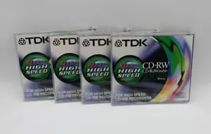 4x TDK CD-RW High-Speed 700MB 80 min Rewritable Blank CDs - Sealed - Picture 1 of 6