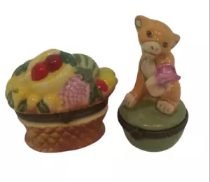 Cajas de baratijas cachorro de león con cesta de mariposa con fruta - Imagen 1 de 7