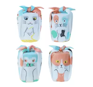 Tessuto avvolgente giapponese Furoshiki con quattro gatti di Kyoto Giappone - Foto 1 di 11