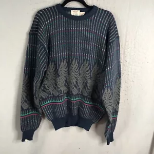 Vintage Wrangler Sweater Mens XLColorblock Chunky Knit Long Sleeve Acrylic Retro - Picture 1 of 18