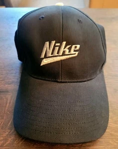 Vintage Nike Strapback Adjustable Baseball Hat Cap Black Gray 90s - Picture 1 of 6