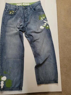 Salpicaduras de pintura Pepe Jeans (verde y blanco) azul envejecido lavado para hombre 38x31 Foto 1 de 4