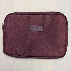 ETRO Profumi Burgundy Maroon Paisley Zipper Pouch Cosmetic Makeup, 7.5"x5", EUC - Picture 1 of 7