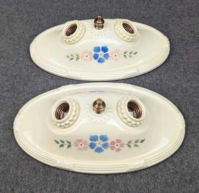 2 lámparas de techo PORCELIER restauradas de porcelana de 2 bombillas: Art Deco y MCM Foto 1 de 4