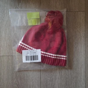 Janie & Jack Baby gestreifte Bommelbeanie 12-24M rot - Bild 1 von 2