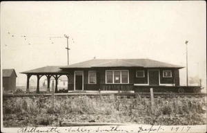 WILLAMETTE VALLEY OR RR Estación de Tren Depósito Antigua RPPC Foto Real Postal - Imagen 1 de 2