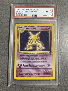 2000 Pokémon TCG: Alakazam 1/130 Holo Base Set II PSA 8 NEAR MINT - Picture 1 of 4