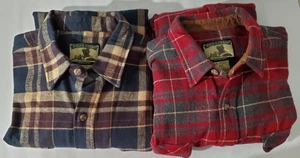 2 camisas de trabajo Field & Stream para hombre talla XL ALTAS franela a cuadros con botones de colección - Imagen 1 de 7