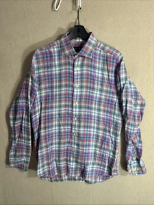 Robert Talbott 100% Linen Shirt Mens Medium Colorful Gingham Check L/S Button Up - Picture 1 of 8