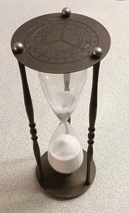 Reloj de arena vintage de latón macizo de 10,5” de alto temporizador de 25 minutos arena blanca - Imagen 1 de 20