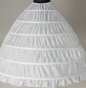 White 6-HOOP Wedding  dress Ball gown crinoline petticoat skirt Super  - Picture 1 of 2