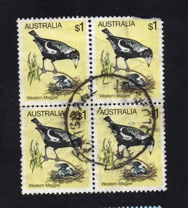 1980 Australia Decimal Stamps - Birds Western Magpie block - Picture 1 of 2