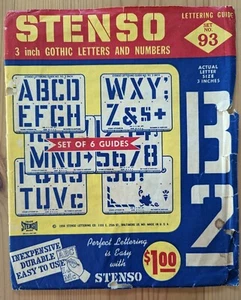 Vintage 63 Jahre alter Stenso 3 Zoll gotische Buchstaben & Zahlen Sammlerstück verwendbar - Bild 1 von 6