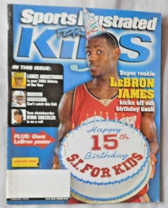 LeBron James Cover/SI for Kids Magazin (Januar 2004) enthält RIESIGES LEBRON POSTER - Bild 1 von 2
