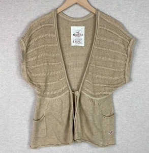 VTG Hollister Womens Y2K Babydoll Cable Knit Cardigan Sweater Size L Preppy 90s - Picture 1 of 10