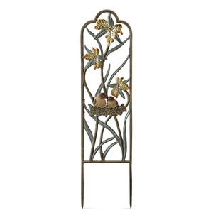 Stunning Accent Piece Of Aluminum Narrow Lovebirds in Nest Trellis(spikes 7.75") - Picture 1 of 4