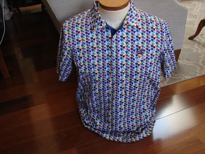 Bugatchi Princeville Makai Hawaii Short Sleeve Geometric Golf Polo Shirt Mens XL - Picture 1 of 5