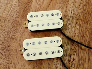 HIGH OUTPUT HUMBUCKER PICKUP SET VINTAGE WHITE ALNICO 2 FOUR CONDUCTOR WIRED - Picture 1 of 3
