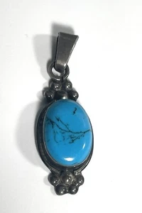 Oxide Silver Deep blue Turquoise Mexico 925 - Picture 1 of 3