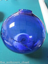 Kugel large 4 1/2" Christmas ornament hand blown glass clear blue color no top