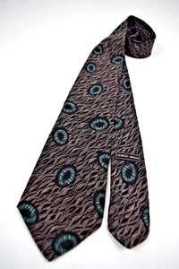 Neck Tie VTG Giorgio Armani 70s 80s Teal Sea Anemone Ovals and Ocean 56" X 3.75" - Picture 1 of 7