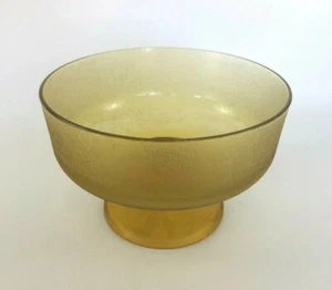 Brockway Glass Co. large footed glass salad bowl ICELANDIC BULK in gold c.1973 - Picture 1 of 12