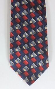 Men's F Edwards Classic Mensware 100% Silk Blue Red Necktie Neck Tie