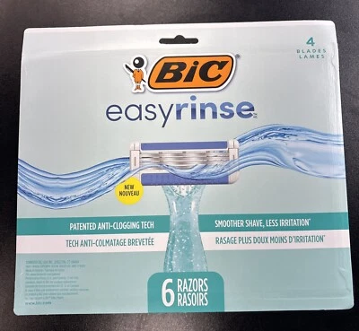 Paquete de 6 maquinillas de afeitar BIC Easy Rinse (4 hojas) Foto 1 de 3