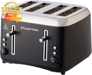 Addison 4 Slice Toaster Black Wide Slots Dual Controls Defrost Reheat Adjustable - Picture 1 of 8