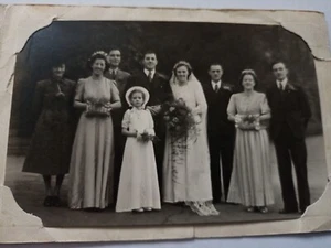 Vintage Bridal Party / Wedding Group Photograph 1940's Congleton - Picture 1 of 5