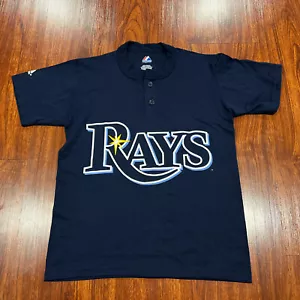 Majestic Youth Tampa Bay Rays Maglietta Henley Blu Navy Medium M MLB Ragazzi - Foto 1 di 6