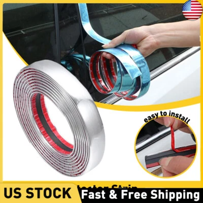 1X 3/4" Chrome Molding Trim Strip For Car Body Rear Door Side Roof Decoration - Image 1 of 4
