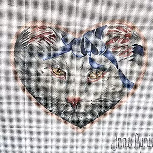 JANE AURICH NEEDLEPOINT CANVAS: BEAUTIFUL CAT BM - Picture 1 of 2