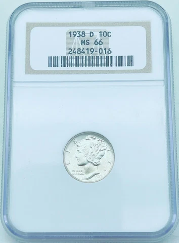 1938-D 10C MERCURY DIME BLAST WHITE NGC MS 66 LOW POP RARE R5 HIGHEST-GRADES Cover