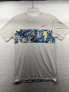 Nike Shirt Womens S Small Grey Floral Athletic Cut Dri-fit Short Sleeve Top - Picture 1 of 8
