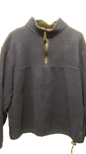J Crew Mens Pullover Jacket Size M Black Fleece 1/2 Zipper Made USA  - Picture 1 of 3