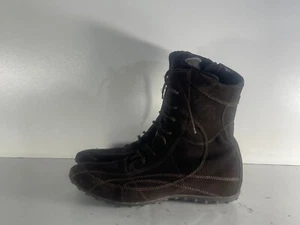 Scarpa donna Geox Respira taglia 5 (38) marrone scuro ecopelle scamosciata stivali con lacci e zip -E58 - Foto 1 di 6