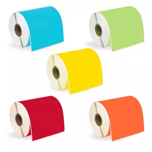 Zebra 4 x 6 FARBKOMBI ETIKETTEN 1" KERN 5 ROLLEN: 1 EA ROT GRÜN GELB BLAU ORANGE - Bild 1 von 7