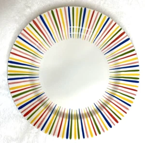Quadrifoglio China Dinner Multicolored Striped Rim Plate Made In Italy 10” - Picture 1 of 7