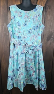 Tommy Hilfiger Kleid Damen Größe 16 ärmellos Blumenmuster halbdurchsichtig Overlay - Bild 1 von 11